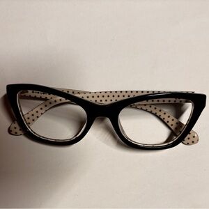 Kate Spade Black and Cream Polka Dot Cat-Eye Glasses FRAME ONLY